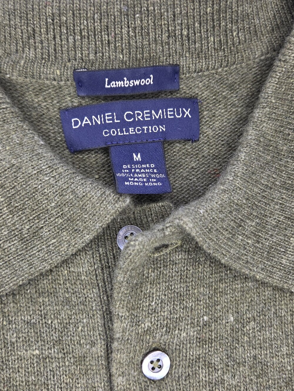 Daniel Cremieux M Medium Men's Olive 100 %  Lambswool Polo Sweater - Picture 7 of 7
